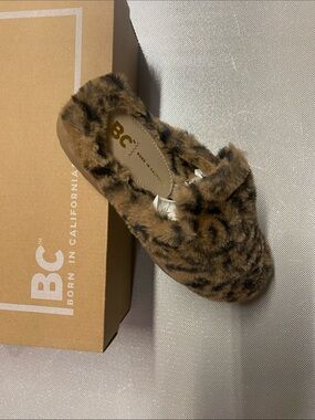 BC Born in California Women's Faux Fur Leopard Slippers - Brown
